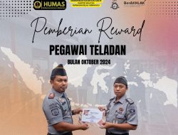 Kepala Rupbasan Kelas I Bengkulu, Beri Reward Bagi Pegawai Teladan