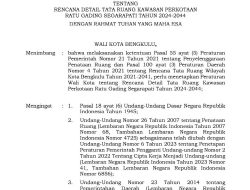 Walikota Terbitkan Perwal No. 7 Tentang Kawasan Perkotaan Ratu Gading Segarapati